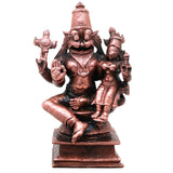Copper Lakshmi Narasimha Idol, Handcrafted Narasimha Swamy Murti for Pooja, Home Decor & Gifting, Brown, 5 Inch, 1 Piece