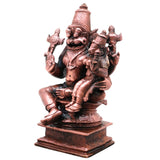 Copper Lakshmi Narasimha Idol, Handcrafted Narasimha Swamy Murti for Pooja, Home Decor & Gifting, Brown, 5 Inch, 1 Piece