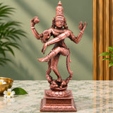 Copper Nataraja Idol, Handcrafted Dancing Shiva Statue for Pooja, Home Decor & Gifting, Traditional Indian Art, Brown, 6.5 Inch, 1 Piece