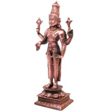 Copper Vishnu Idol, Handcrafted Narayana Murti for Pooja, Home Decor & Gifting, Traditional Hindu Statue, Brown, 8 Inch, 1 Piece