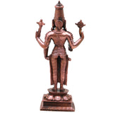 Copper Vishnu Idol, Handcrafted Narayana Murti for Pooja, Home Decor & Gifting, Traditional Hindu Statue, Brown, 8 Inch, 1 Piece
