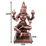 Copper Bhuvaneshwari Devi Idol, Handcrafted Traditional Murti for Pooja, Home Decor & Gifting, Brown, 4.5 Inch, 1 Piece