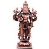 Copper Vishnu Idol, Narayana Murti, Handcrafted Traditional Statue for Pooja, Home Decor & Gifting, Brown, 4.5 Inch, 1 Piece