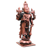 Copper Vishnu Idol, Narayana Murti, Handcrafted Traditional Statue for Pooja, Home Decor & Gifting, Brown, 4.5 Inch, 1 Piece