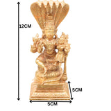 Bronze Vishnu Lakshmi Sheshnag Idol, Lakshmi Narayan Murti for Pooja, Home Decor & Gifting, Gold, 4.5 Inch, 1 Piece