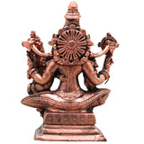 Copper Lakshmi Narasimha Idol, Sri Narasimha Swamy Murti for Pooja, Home Temple, Vastu Decor & Gifting, Brown, 3 Inch, 1 Piece