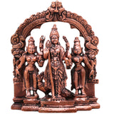 Bhunes Copper Murugan with Valli Devsena Idol, 4.5 Inch