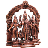 Bhunes Copper Murugan with Valli Devsena Idol, 4.5 Inch