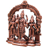 Bhunes Copper Murugan with Valli Devsena Idol, 4.5 Inch