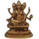 Brass Dattatreya Idol, Pital Trimurti Datta Murti, Handcrafted Datta Bhagwan Statue for Pooja, Home Decor & Gifts, Gold, 6 Inch, 1 Piece