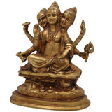 Brass Dattatreya Idol, Pital Trimurti Datta Murti, Handcrafted Datta Bhagwan Statue for Pooja, Home Decor & Gifts, Gold, 6 Inch, 1 Piece