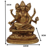 Brass Dattatreya Idol, Pital Trimurti Datta Murti, Handcrafted Datta Bhagwan Statue for Pooja, Home Decor & Gifts, Gold, 6 Inch, 1 Piece