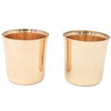 Bronze Glass Set of 2, Traditional Indian Drinkware Pair for Pooja, Home Decor & Gifting, Gold, 3 Inch, 2 Piece