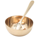 Bronze Prasad Bowl with Spoon, Naivedya Patra, Bhog Katori for Hindu Pooja, Home Temple Decor & Spiritual Gifting, Gold, 1.5 Inch, 1 Piece