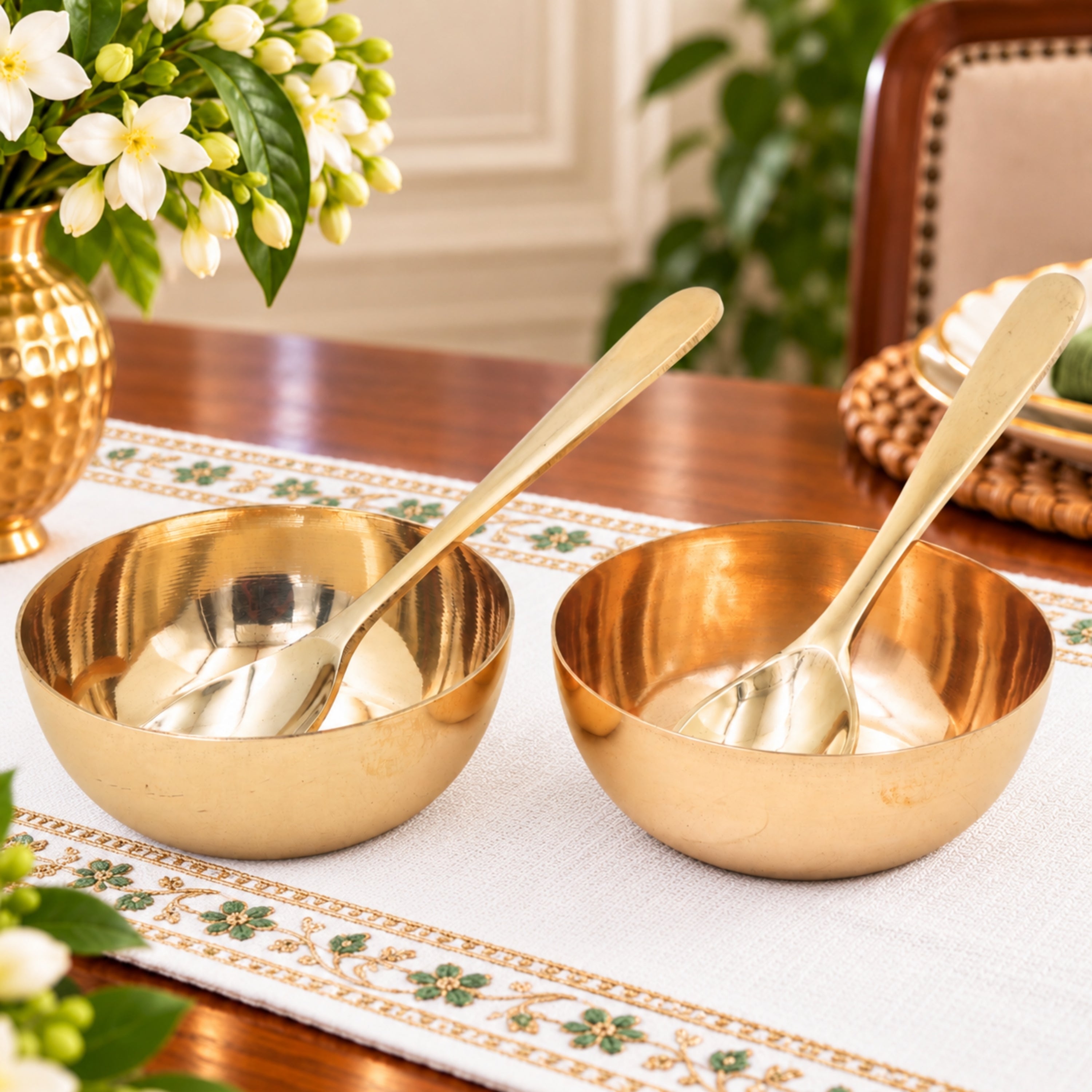 Bronze Prasad 2 Bowl with 2 Spoon