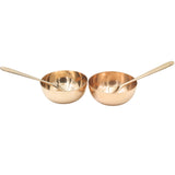 Bronze Prasad 2 Bowl with 2 Spoon, Naivedya Patra, Bhog Katori for Hindu Pooja, Home Temple Decor & Spiritual Gifting, desert, Gold, 1.5 Inch, 2 Sets