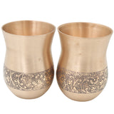Bronze Glass Set of 2, Handcrafted Traditional Indian Drinkware Pair for Pooja, Home Decor & Gifting, Gold, 4 Inch, 1 Piece