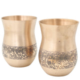 Bronze Glass Set of 2, Handcrafted Traditional Indian Drinkware Pair for Pooja, Home Decor & Gifting, Gold, 4 Inch, 1 Piece