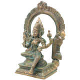 Handcrafted Bronze Mariamman Mariamma Devi Idol, Traditional South Indian Goddess Murti for Pooja, Home Decor & Gifting, Brown, 6.5 Inch, 1 Piece