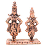 Copper Vitthal Rukmini Idol, Vithoba Pandurang Murti for Pooja, Handcrafted Home Decor & Gifting, Brown, 3.5 Inch, 1 Piece