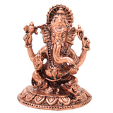 Copper Ganesha Ganapati Vinayaka Idol, Handcrafted Traditional Murti for Pooja, Home Decor & Gifting, Brown, 2 Inch, 1 Piece