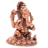 Copper Ganesha Ganapati Vinayaka Idol, Handcrafted Traditional Murti for Pooja, Home Decor & Gifting, Brown, 2 Inch, 1 Piece