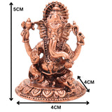 Copper Ganesha Ganapati Vinayaka Idol, Handcrafted Traditional Murti for Pooja, Home Decor & Gifting, Brown, 2 Inch, 1 Piece