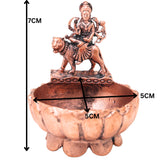 Copper Durga Diya Idol, Maa Durga Deepam, Handcrafted Traditional Chola Lamp for Pooja, Home Decor & Gifting, Brown, 3 Inch, 1 Piece