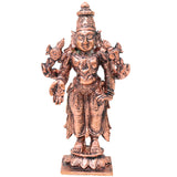 Copper Vishnu Idol for Home Temple, Pooja, Spiritual Decor, Brown, 3.5 Inch, 1 Piece