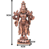 Copper Vishnu Idol for Home Temple, Pooja, Spiritual Decor, Brown, 3.5 Inch, 1 Piece