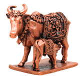 Copper Kamdhenu Cow Idol, Handcrafted Kamadhenu Murti for Pooja, Vastu, Home Decor & Spiritual Gifting, Brown, 1 Inch, 1 Piece