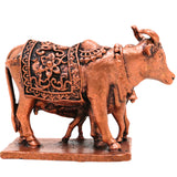 Copper Kamdhenu Cow Idol, Handcrafted Kamadhenu Murti for Pooja, Vastu, Home Decor & Spiritual Gifting, Brown, 1 Inch, 1 Piece