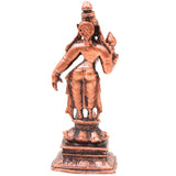 Copper Sridevi Lakshmi Idol, Handcrafted Hindu Goddess Figurine for Pooja, Home Temple Decor & Gifting, Brown, 3.5 Inch, 1 Piece