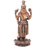 Copper Vishnu Idol, Handcrafted Sri Narayana Murti for Pooja, Home Temple, Vastu Decor & Gifting, Brown, 3 Inch, 1 Piece