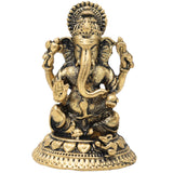 Brass Ganesha Idol, Handcrafted Traditional Ganpati Murti for Pooja, Home Decor & Gifting, Gold, 2 Inch, 1 Piece