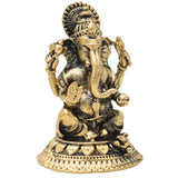 Brass Ganesha Idol, Handcrafted Traditional Ganpati Murti for Pooja, Home Decor & Gifting, Gold, 2 Inch, 1 Piece