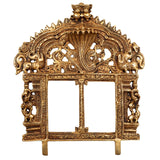 Bhunes Brass Prabhavali Frame Arch with Sheshnag – Prabhawali Wall Hanging for Temple, Home Decor & Deity Backdrop | Prabhaval with Kirtimukha for Pooja Mandir, Gold, 10 Inch, 1 Piece