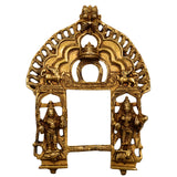 Brass Handcrafted Prabhavali Frame with Dwarpal – Wall Hanging Arch for Home Temple Decor, Prabhawali for Deity, Traditional Prabhaval Backdrop, Gold, 11 Inch, 1 Piece