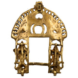 Brass Handcrafted Prabhavali Frame with Dwarpal – Wall Hanging Arch for Home Temple Decor, Prabhawali for Deity, Traditional Prabhaval Backdrop, Gold, 11 Inch, 1 Piece