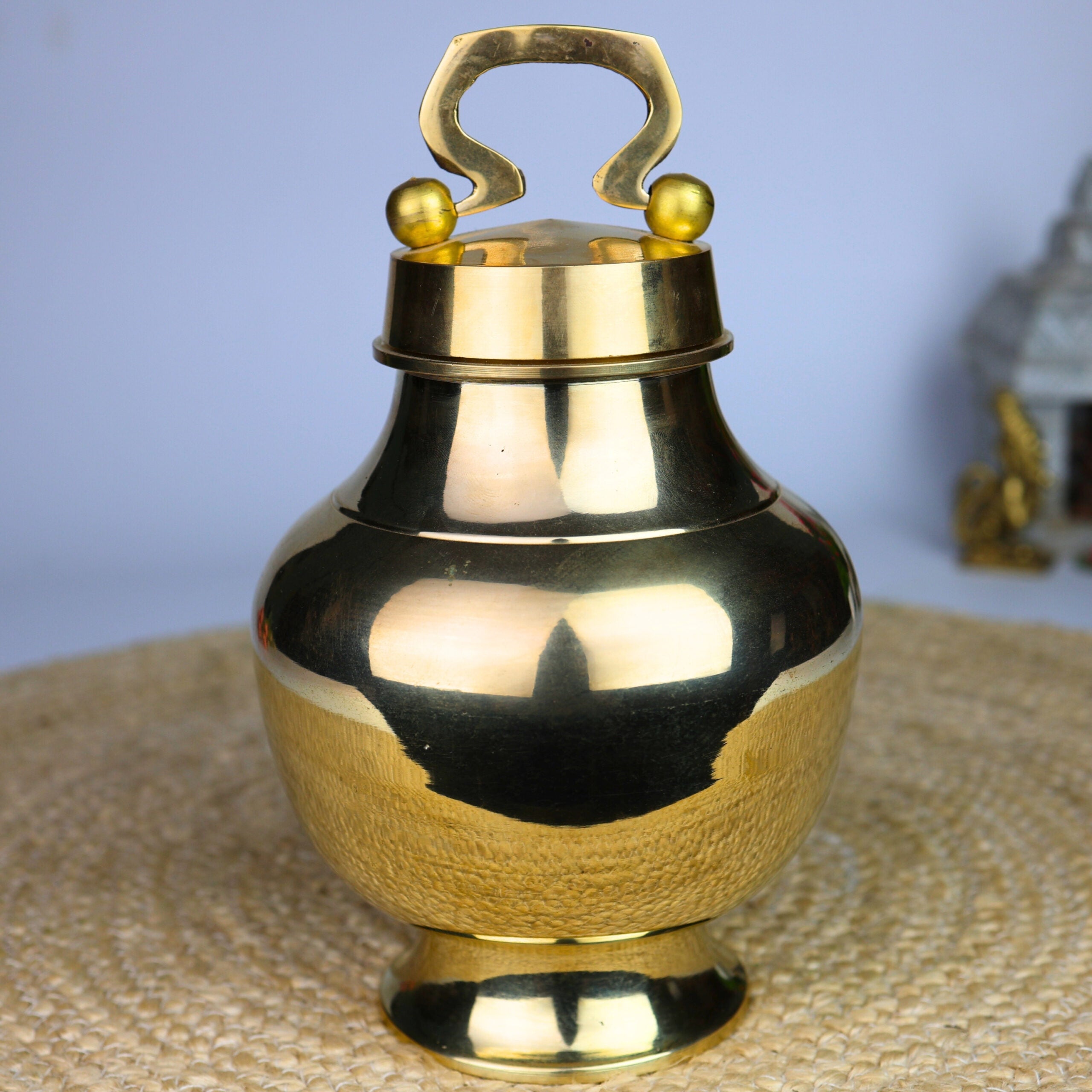 Hand-Carved Brass Kamandal – Ganga Jali, Gangajali, Water Loota, Kamandal, Brass Stoup