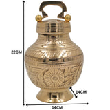 Brass Kamandalu Idol, Pooja Kamandal for Ganga Jal, Sacred Monk Pot, Ritual & Temple Brass Water Vessel, Hindu Ritual Kalash, Ashtadhatu Holy Vessel,Gold, 9 Inch, 1 Piece