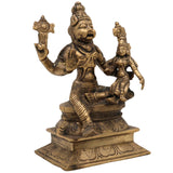 Brass Lakshmi Narasimha Swamy Idol – Yoga Narasimha, Lakshmi Nrisimha, Ugra Narasingha, Vishnu Avatar Statue for Puja, Temple & Home Decor, Gold, 6.5 Inch, 1 Piece