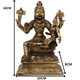 Brass Lakshmi Narasimha Swamy Idol – Yoga Narasimha, Lakshmi Nrisimha, Ugra Narasingha, Vishnu Avatar Statue for Puja, Temple & Home Decor, Gold, 6.5 Inch, 1 Piece