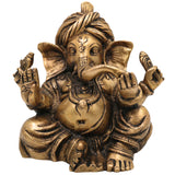 Handcrafted Brass Ganpati Idol for Home Temple | Vinayaka Murti | Peetal Ganesha Statue | Vighnaharta Pital Ganapati for Pooja & Decor,Gold, 6.5 Inch, 1 Piece