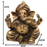 Handcrafted Brass Ganpati Idol for Home Temple | Vinayaka Murti | Peetal Ganesha Statue | Vighnaharta Pital Ganapati for Pooja & Decor,Gold, 6.5 Inch, 1 Piece