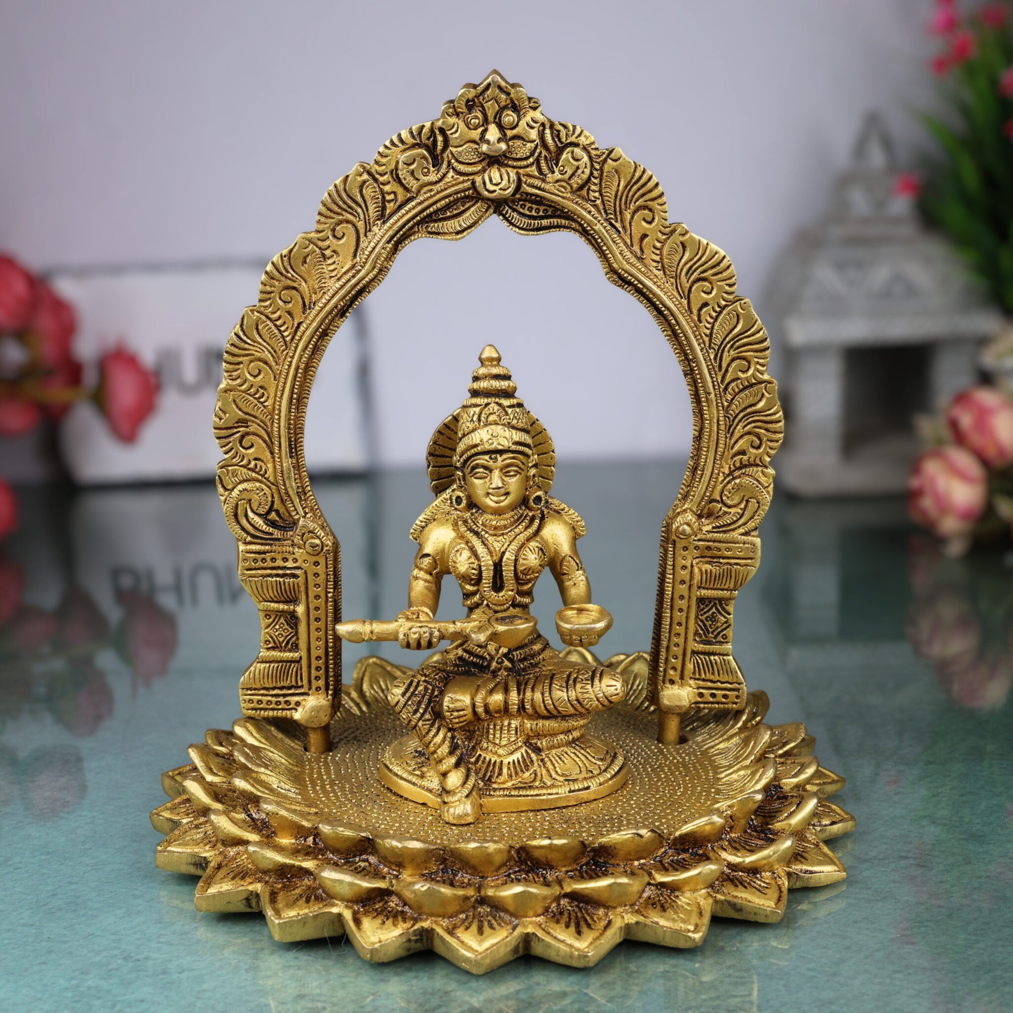 Brass Annapurna Devi Idol | Annapoorna Mata Annapurneshwari Annalakshmi Murti | Peetal Goddess of Food & Prosperity for Pooja Room, Temple & Home Decor