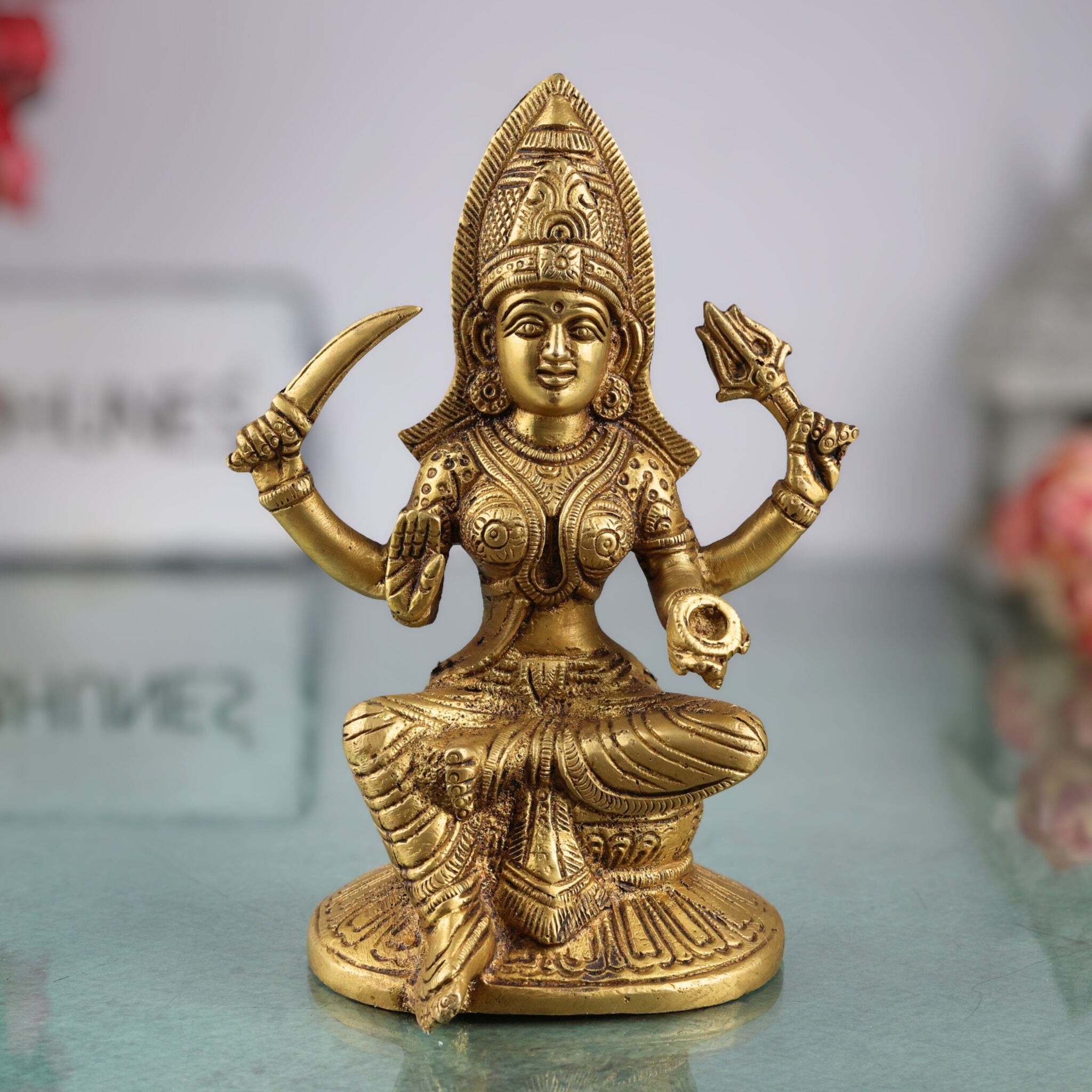 Brass Mariamman Idol Goddess Mariyamman Devi Statue Karumariamman Silai Amman Statues Mariyamma Idols Parvati Murti