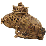 Premium Brass Dhoop Dani Idol | Decorative Brass Incense Burner, Dhoop Stand, Agarbatti & Loban Holder for Pooja, Meditation, Home & Temple Decor, Gold, 4 Inch, 1 Piece