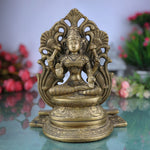 Brass Mahalakshmi Padmasana Idol with Prabhavali – Handcrafted Shree Lakshmi | Kamala Devi | Dhana Lakshmi | Gaja Lakshmi | Ashtalakshmi Statue for Puja, Home & Temple Decor