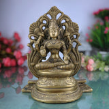 Brass Mahalakshmi Padmasana Idol with Prabhavali – Handcrafted Shree Lakshmi | Kamala Devi | Dhana Lakshmi | Gaja Lakshmi | Ashtalakshmi Statue for Puja, Home & Temple Decor